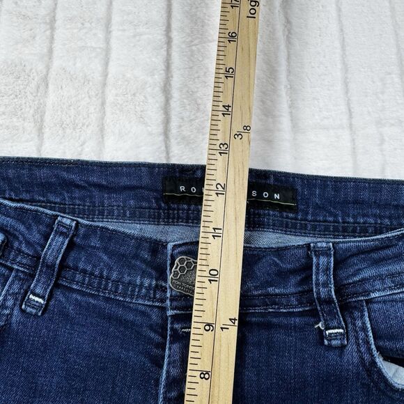 Ron Tomson Logo Graphic Distressed Jeans Men 34x30 Slim Straight Stretch Luxury - Picture 4 of 16